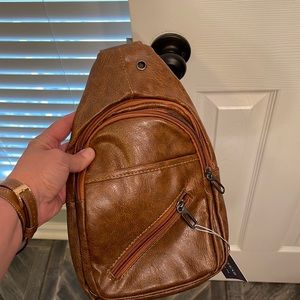 New w/tag brown leather like Westend Casual sling bag